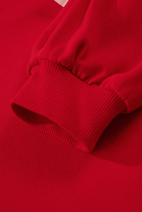 Striped Collar Patchwork Satin Bow Sweatshirt Short Set